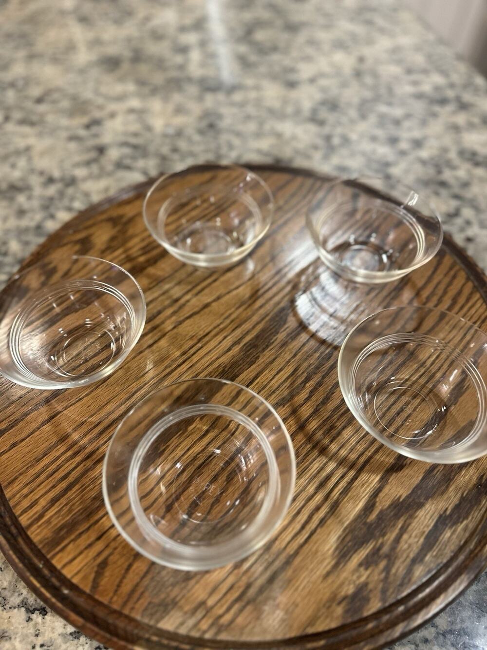 Vintage Set Of 5 PYREX #445 3 Ring Small Bowl Clear Glass * Read